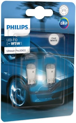 Set 2 Becuri Led Exterior 12V T10 W21X9.5D Ultinon Pro3000 Si Philips