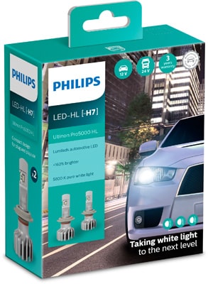 Set 2 Becuri Far Led H7 12/24V 15W Ultinon Pro5000 Hl Philips