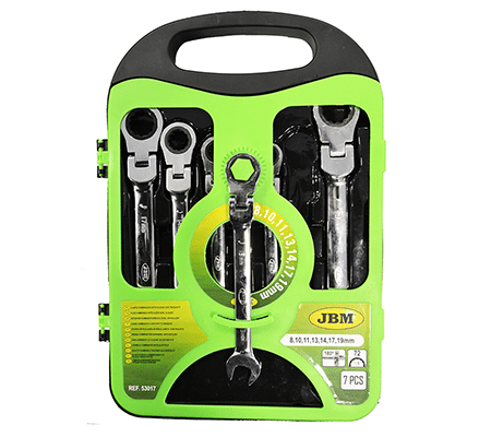Set De 7 Chei Combinate Cu Clichet Si Cap Rotativ Jbm