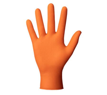 Manusi Din Nitril Culoare Orange Structura Diamantata M Set 50Buc