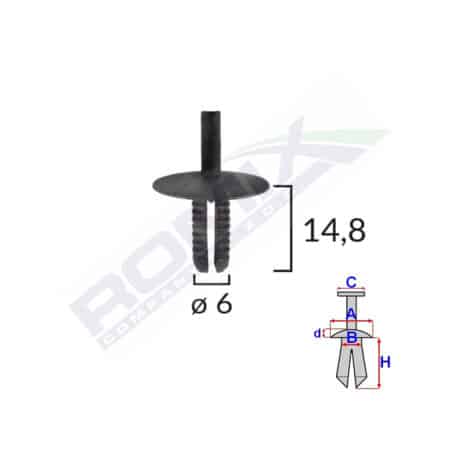 Clips Fixare Pentru Bmw 6X14.8Mm - Negru Set 10 Buc
