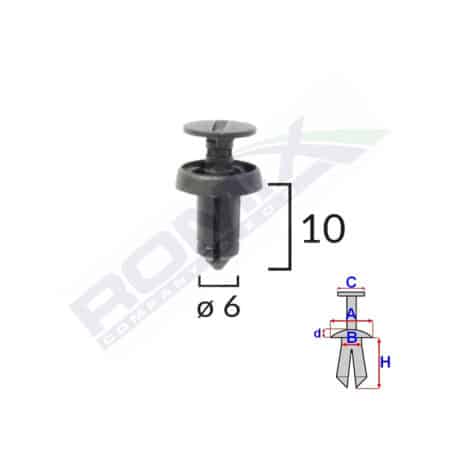 Clips Fixare Pentru Dacia Renault 6X10Mm - Negru Set 10 Buc
