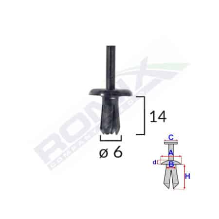 Clips Fixare Pentru Volvo 6X14Mm - Negru Set 10 Buc