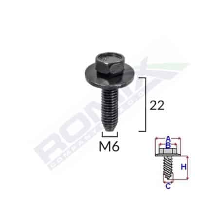 Surub Fixare Elemente Exterior Pentru Peugeot, Citroen 6X22Mm Set 5 Buc