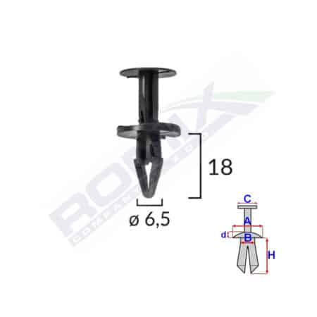 Clips Fixare Pentru Ford, Opel 6.5X18Mm Negru Set 10Buc