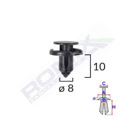 Clips Fixare Pentru Nissan/Toyota/Lexus/Suzuki 8X10Mm - Negru Set 10 Buc