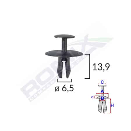 Clips Fixare Pentru Citroen/Peugeot 6.5X13.9Mm - Negru Set 10 Buc