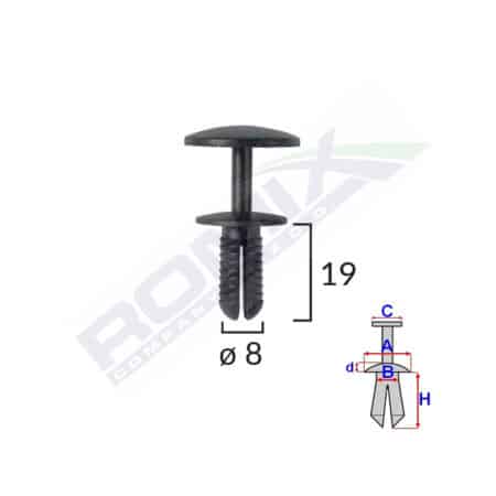 Clips Fixare Pentru Ford - 8X19Mm - Negru Set 10 Buc