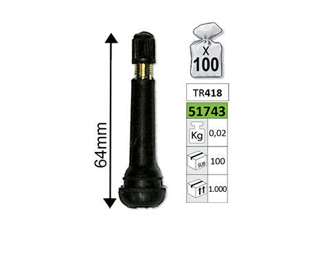 Valve Pentru Anvelope Tr418 64Mm - Set 100Buc Jbm