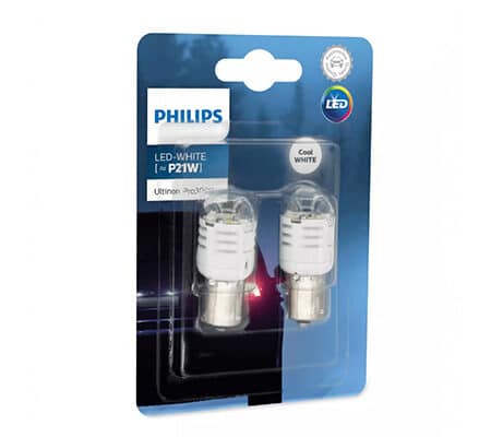 Set 2 Becuri Led Exterior 12V P21 White Ba15S Ultinon Pro3000 Si Philips