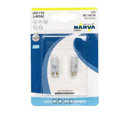 Set 2 Becuri Cu Led T10 6000K 12V (W5W) W2.1X9.5D (Blister) Narva