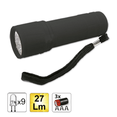 Lanterna De Plastic Cu 9 Leduri. Culoare Negru Jbm