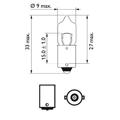 Bec Auxiliar H10W 12V 10W Ba9S Set 10 Buc