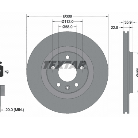 Set disc frana spate S4 B6 / B7 300 mm ventilat / discuri frana spate S4 2001 - 2007 - TEXTAR