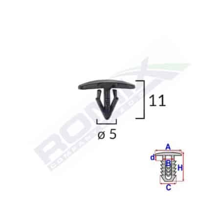 CLIPS TIP GARNITURA PENTRU CITROEN/PEUGEOT/RENAULT 5X11MM - NEGRU SET 25 BUC