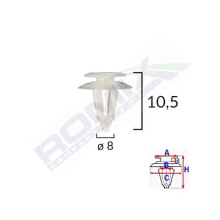 CLIPS TAPITERIE PENTRU FIAT/AUDI 8X10.5MM - ALB SET 10 BUC