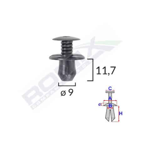 CLIPS FIXARE PENTRU VW 9X11.7MM - NEGRU SET 10 BUC