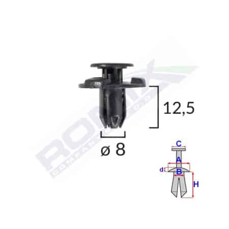 CLIPS FIXARE ELEMENTE EXTERIOR PENTRU NISSAN, SUBARU 8X12.5MM NEGRU SET 10BUC